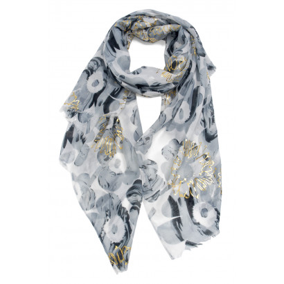 FOULARD AVEC FLEURS AVEC DESSIN METALISE