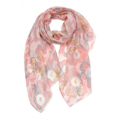 FOULARD AVEC FLEURS AVEC DESSIN METALISE