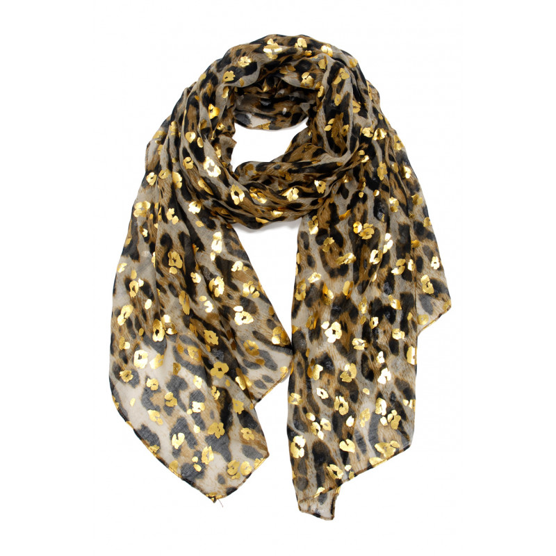 FOULARD À IMPRIME ANIMAL ET EFFET METALISÉ