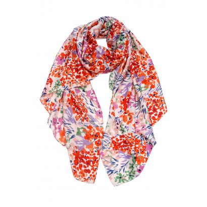 POLYSILK SCARF WITH FLOWERS PATTERN