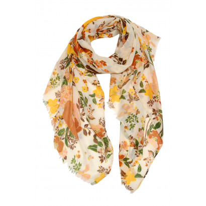 FOULARD IMPRIME FLEURS ET FEUILLES