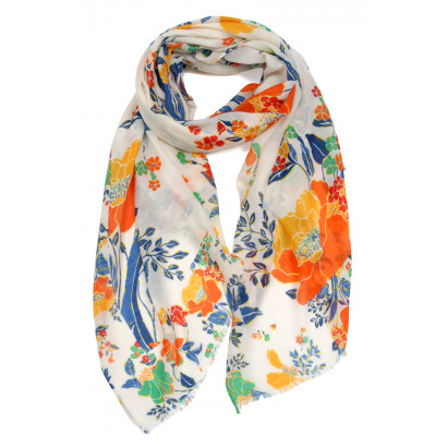 FOULARD IMPRIME FLEURS ET FEUILLES