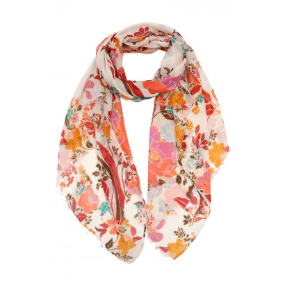 FOULARD IMPRIME FLEURS ET FEUILLES