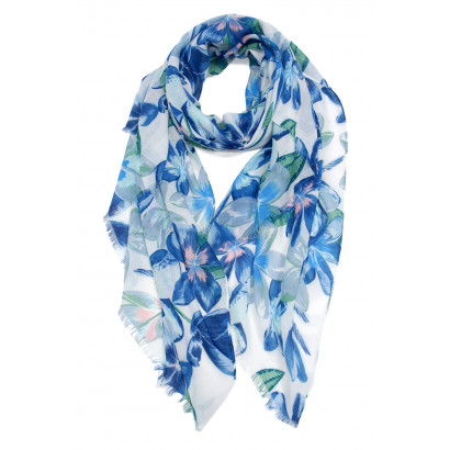 SCARF WITH EXOTIC FLOWER PATTERN