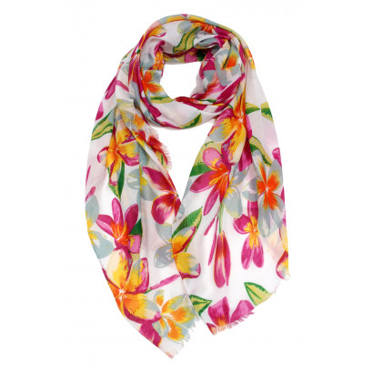 SCARF WITH EXOTIC FLOWER PATTERN