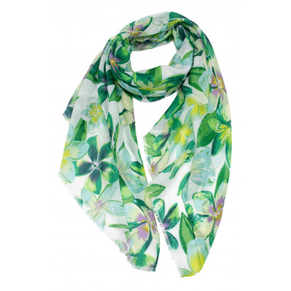 SCARF WITH EXOTIC FLOWER PATTERN