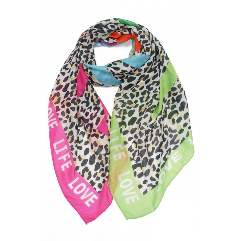 SCARF WITH ANIMAL PRINTED AND MESSAGES