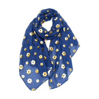 FOULARD AVEC FLEURS AVEC DESSIN METALISE