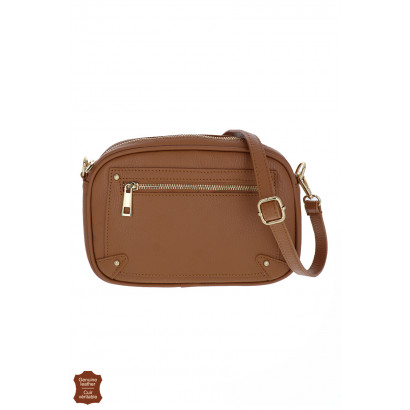 CAMILLE, LEATHER SADDLE BAG, ZIP IN FRONT