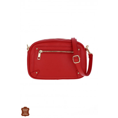 CAMILLE, LEATHER SADDLE BAG, ZIP IN FRONT