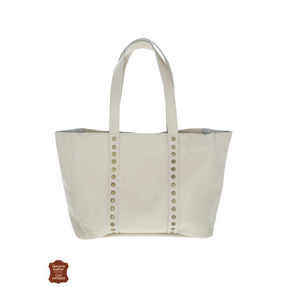 LISE, SAC SHOPPING CUIR DE COULEUR UNIE ET CLOUS