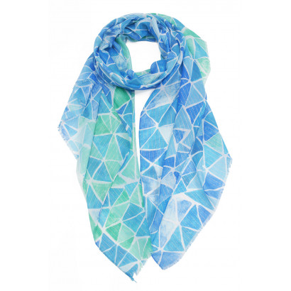 SCARF WITH GEOMETRIC PATTERN, METALLIZED PRINT