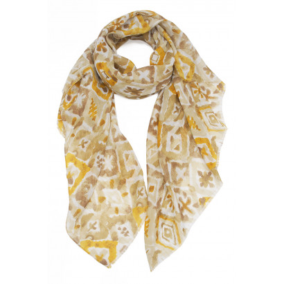 SCARF WITH GEOMETRIC PATTERN, METALLIZED PRINT