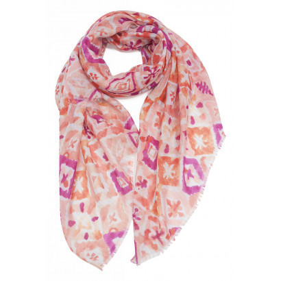 SCARF WITH GEOMETRIC PATTERN, METALLIZED PRINT