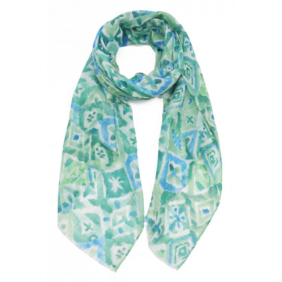 SCARF WITH GEOMETRIC PATTERN, METALLIZED PRINT