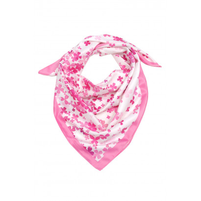 SQUARE POLYSILK SCARF WITH FLOWERS PATTERN