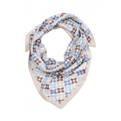 SQUARE POLYSILK SCARF WITH GEOMETRIC PATTERN