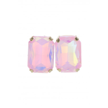 BOUCLES D'OREILLES AVEC STRASS FORME RECTANGULAIRE