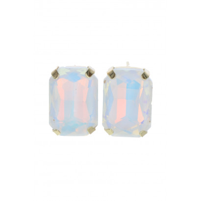 BOUCLES D'OREILLES AVEC STRASS FORME RECTANGULAIRE