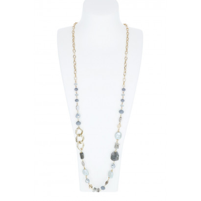 LONG NECKLACE WITH MULTI STONES & BEADS