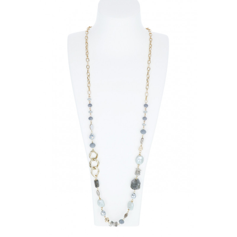 LONG NECKLACE WITH MULTI STONES & BEADS