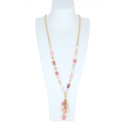 LONG NECKLACE WITH DIFFERENT BEADS SHAPE IN RESIN