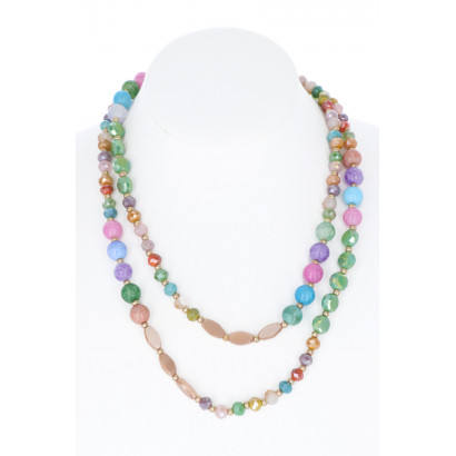 LONG NECKLACE WITH MULTI STONES & BEADS