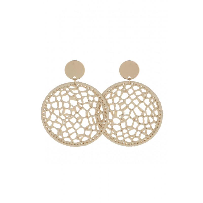 EARRINGS ROUND SHAPE WITH RAFFIA