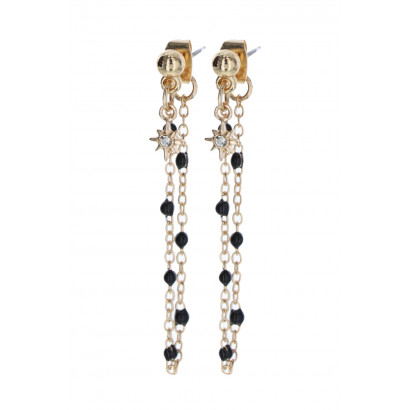 EARRINGS CHAIN FRINGES, STAR & RHINESTONES