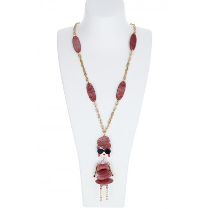 LONG NECKLACE WITH DOLL, SUNGLASSES PENDANT RESIN