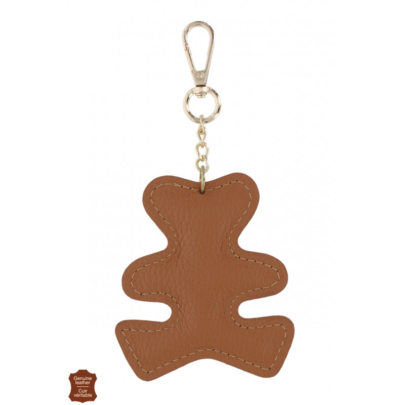 KEYRING WITH TEDDY BEAR SHAPE IN LEATHER