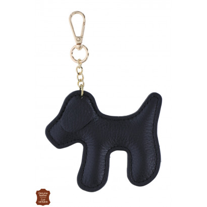 KEYRING WITH TEDDY DOG SHAPE IN LEATHER