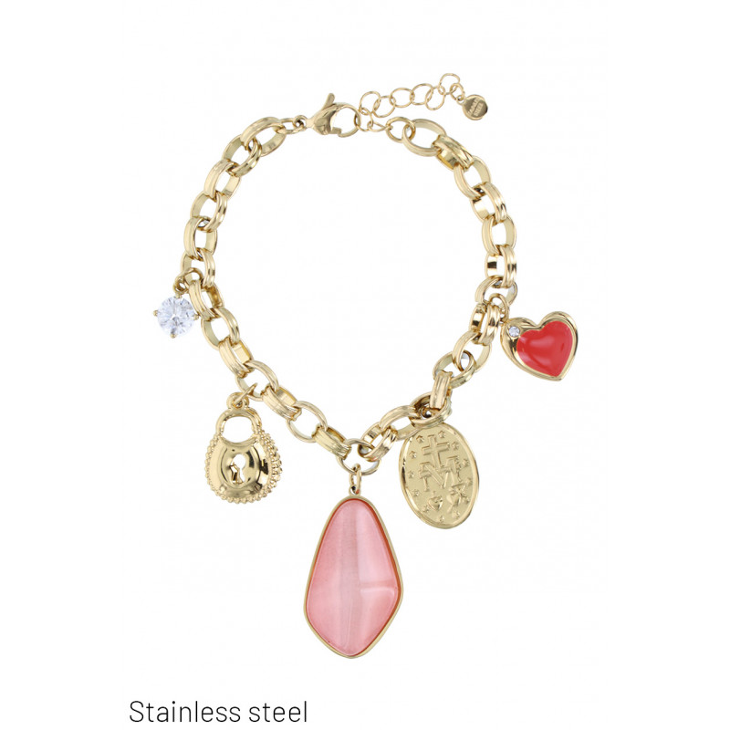 STL.ST LINK BRACELET WITH HEART, STRASS, LOCK