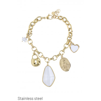 STL.ST LINK BRACELET WITH HEART, STRASS, LOCK