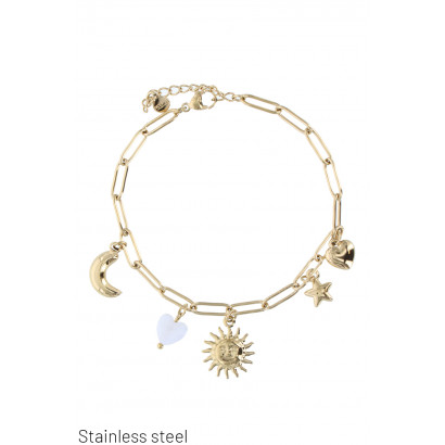 STL.ST LINK BRACELET WITH SUN, HEART, MOON, STAR