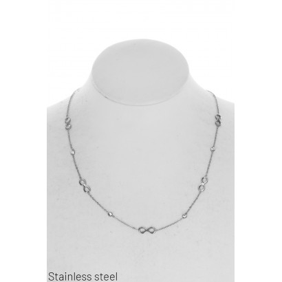 STAINL.STEEL NECKLACE WITH INFINITY SYMBOL & STRAS