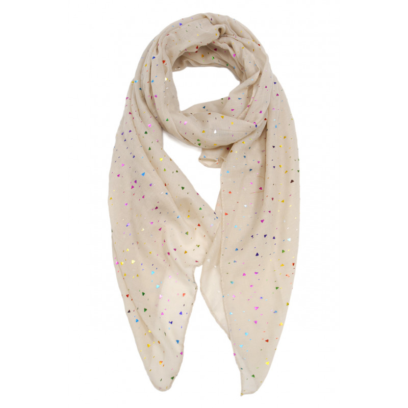 SCARF WITH METALLIZED HEARTS MULTICOLOR FOIL