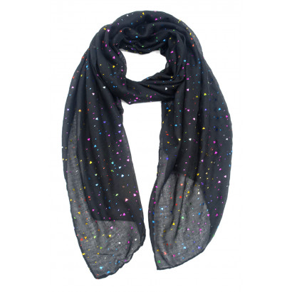 SCARF WITH METALLIZED HEARTS MULTICOLOR FOIL