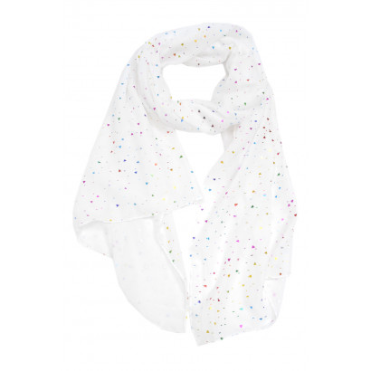 SCARF WITH METALLIZED HEARTS MULTICOLOR FOIL