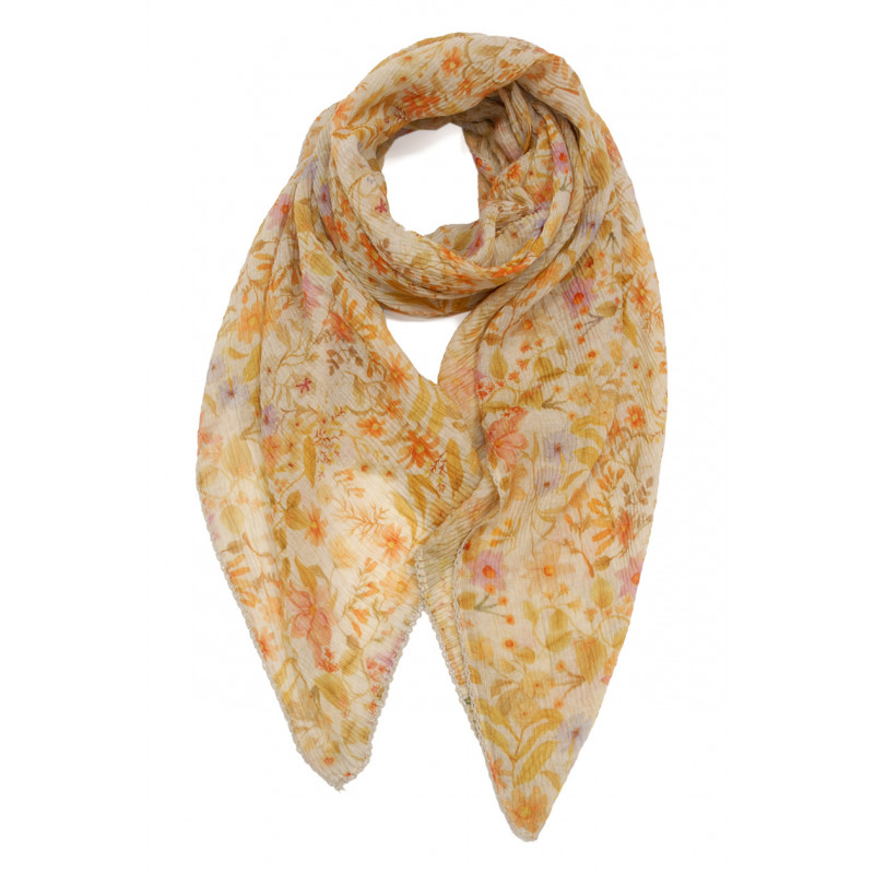 SCARF PLEATED WITH FLOWERS PRINT