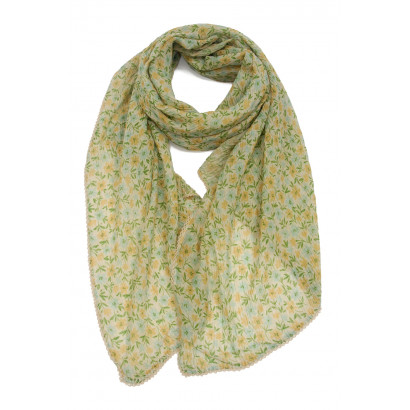 SCARF PLEATED WITH FLOWERS PRINT