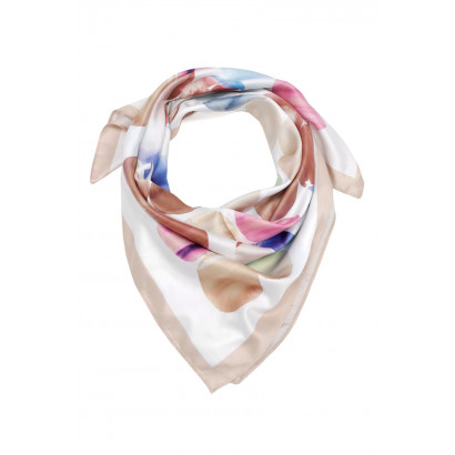 SQUARE POLYSILK SCARF WITH GEOMETRIC PATTERN