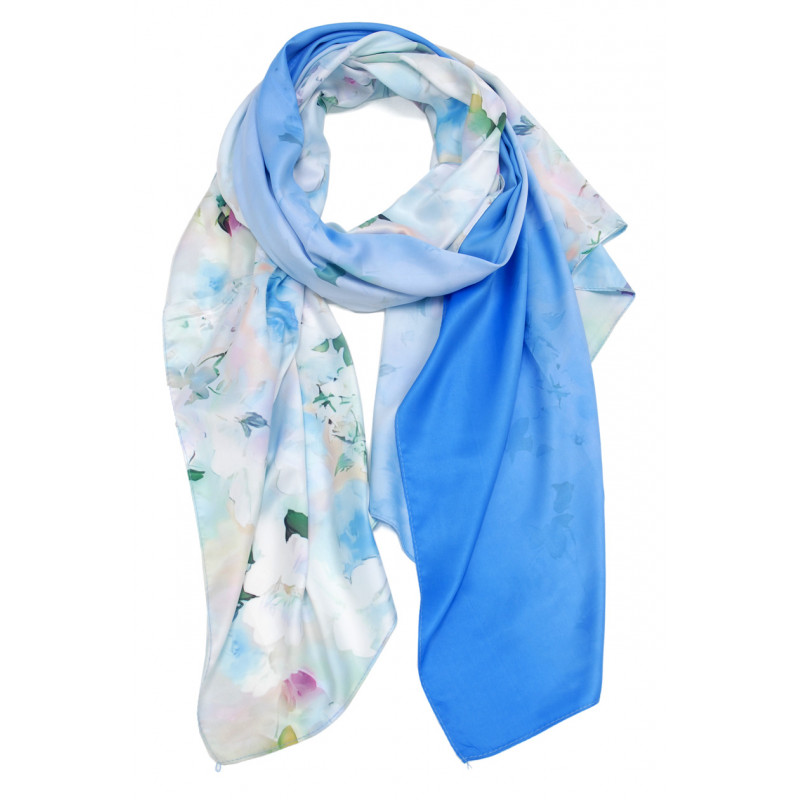 POLYSILK SCARF WITH FLOWERS PATTERN