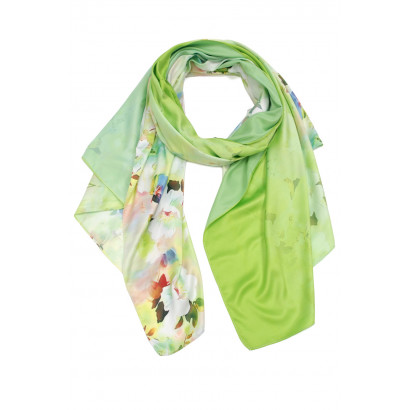 POLYSILK SCARF WITH FLOWERS PATTERN