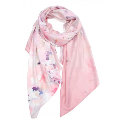 POLYSILK SCARF WITH FLOWERS PATTERN