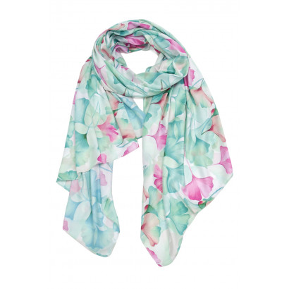 POLYSILK SCARF WITH FLOWERS PATTERN