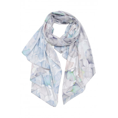 POLYSILK SCARF WITH FLOWERS PATTERN