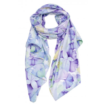 POLYSILK SCARF WITH FLOWERS PATTERN