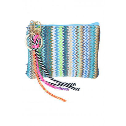 POCHETTE EN PAILLE AVEC MOTIF ZIGZAG, PEND. CORDES