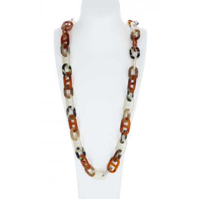 LONG NECKLACE WITH LINK, MARBLE EFFECT